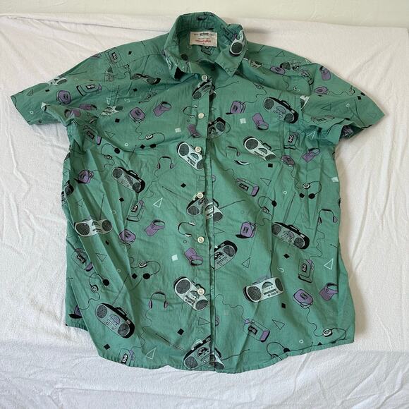 urban pipeline Other - Urban Pipeline Men’s Button Down Shirt Retro 80’s/90’s Boombox Print XL Causal